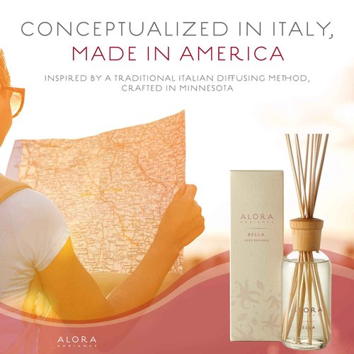 Alora Ambiance Bella 8 oz Reed Diffuser | Long-Lasting Soft & Floral Fragrance | Beautifully Designed for Any Space