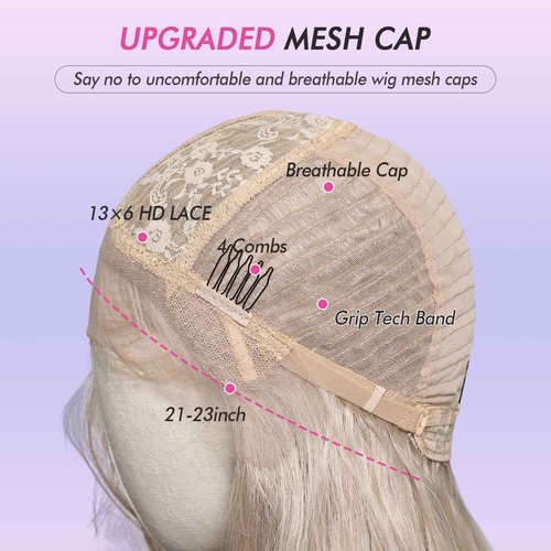 testar 13×6 HD Lace Front Wig Long Blonde Wavy Wigs for Women 26 Inch Middle Part Blonde Wigs with Dark Roots Synthetic Lace Front Wigs Middle Part Daily/Halloween Use