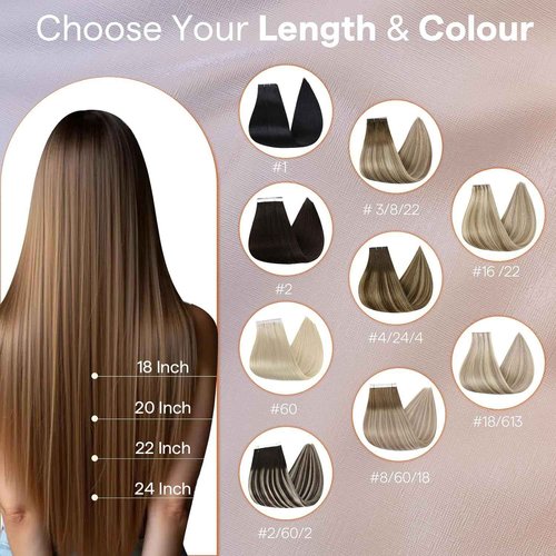 Full Shine Genius Weft Tape in Hair Extensions Color 1 Jet Black Wide Double Weft Tape in Extensions Real Human Hair Seamless Invisible PU Long Weft Hair Extensions 24Inch 50G Daily Office Look