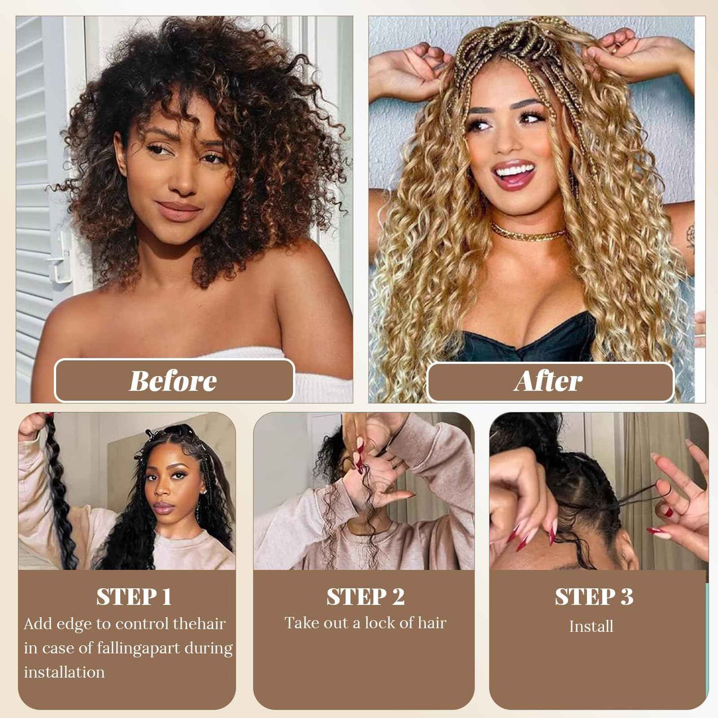 Human Braiding Hair 22 Inch 2 Bundles100g Braiding Hair No Weft Water Wave Bulk Human Hair for Braiding Honey Blonde to Bleached Blonde Highlight Hair Extensions for Boho Braids Wet and Wavy