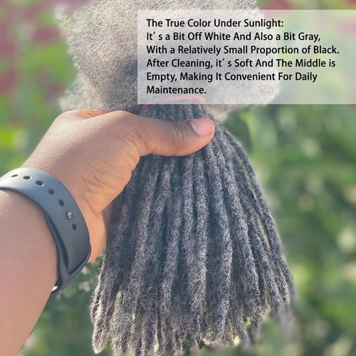 Loc Extensions Human Hair 100% Black and Gray 0.2cm 10inch 30 strands Salt and Pepper Grey & Black Handmade Dreadlock Extensions