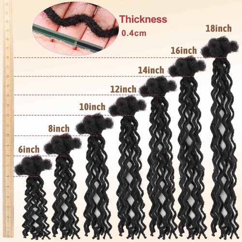 Afro Kinky Bulk Human Hair Locs, 30 Strands 8-Inch Real Dreadlock Extensions, Small Diameter 0.4cm, Natural Looking Permanent Micro Locs for Black Hair