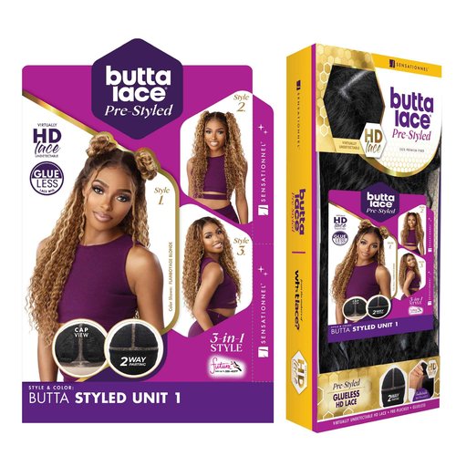 Sensationnel Butta Lace Prestyled Wigs - Unit 1 Glueless Hand Tied Deep Lace Part Synthetic Preplucked Hairline (2 DARKBROWN)