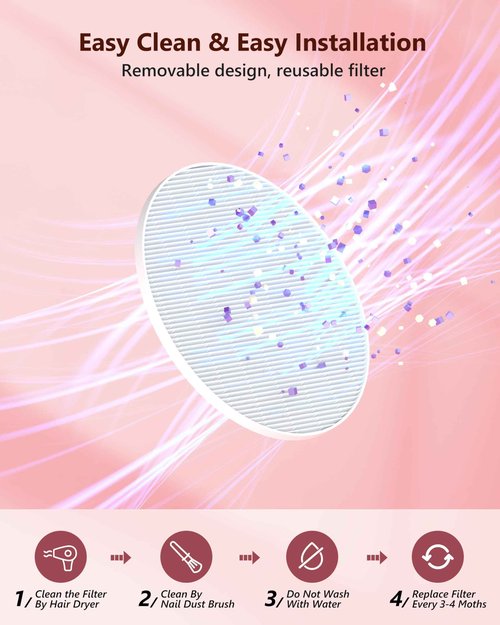 TOELOVE Upgraded Nail Dust Collector with Hand Rest, 10 Speeds, Reusable Filter, Quiet & Rechargeable, Professional Nail Fan Dust Tech Machine for Acrylic Gel Nails Polishing, Salon & Home, White