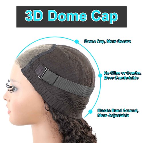 BLY Glueless Wear and Go Lace Front Wigs Human Hair for Women Deep Wave Curly Wig No Glue Ready to Wear 4x4 Lace Pre Cut Wig Pre Plucked with Baby Hair 180% Density Natural Hairline 16 Inch