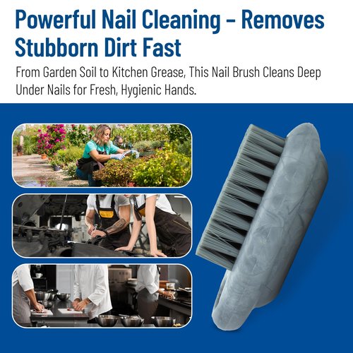 SPARTA Nail Scrub Brush Commercial-Grade, Heavy-Duty Hand and Fingernail Brush with Stiff Bristles for Gardeners, Mechanics, And Foodservice Personnel, Plastic, 5 Inches, Gray, (Pack of 12)