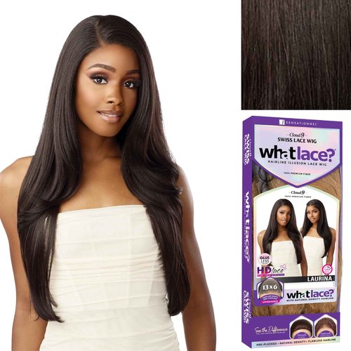 Sensationnel What Lace 13X6 Wigs - Laurina Lacefrontal Hand Tied Glueless Synthetic With Natural Density Preplucked Hairline (1 JETBLACK)