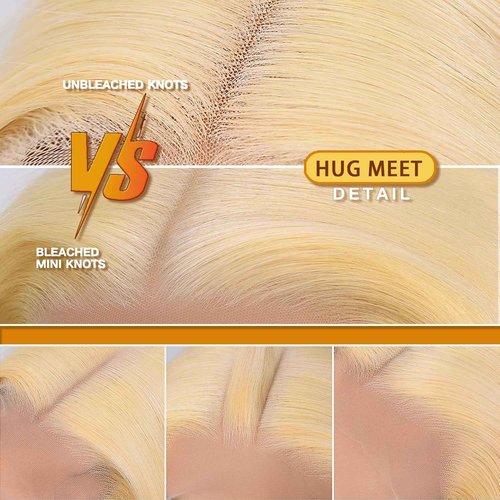 HUG MEET 30 Inch 613 13x6 Lace Front Wig Human Hair 200 Density Body Wave Blonde Wig Pre Plucked With Baby Hair