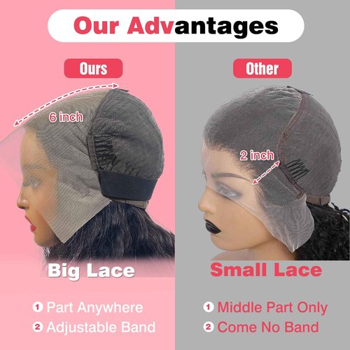 Nsvnsv 13x6 Deep Wave Lace Front Wigs Human Hair HD Full Lace Frontal Wigs Pre Plucked Bleached Knots 180% Density Deep Curly Human Hair Wig Natural Color 26Inch