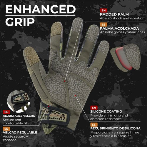 HANDLANDY Utility Mechanics Work Gloves with Grip, Impact Tactical Gloves for Men Women, Flexible Outdoor Yard Gloves