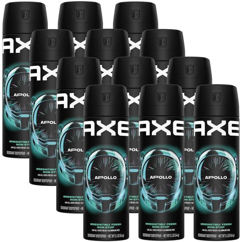 AXE Aluminum-Free Body Spray XL Apollo 12-Pack, 48H Odor Protection, 5.1 Fl Oz Ea