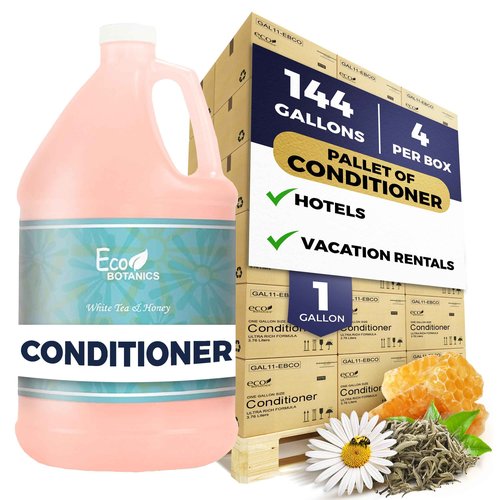 Terra Pure 1-Shoppe Eco Botanics Natural Conditioner with Raw Honey & White Tea | Gallon Jug Bulk Toiletries for Airbnb, Vacation Rentals, and Home Bathroom | Refill For Soap Dispensers | Set of 4