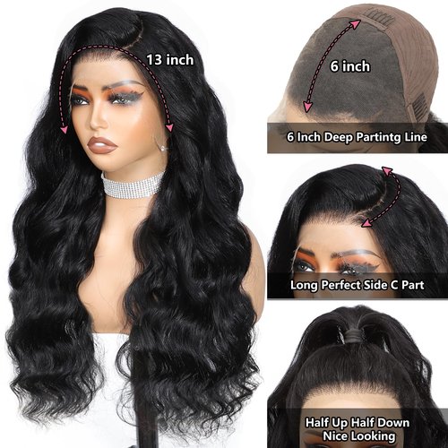 Beluck 14 lnch 13x6 Hd Full Lace Front Wigs Human Hair Pre Plucked Pre Cut, Body Wave Lace Frontal Wigs Human Hair, 15A 3D Dome Cap Ready To Wear Glueless Bleached Knots Lace Front Wig