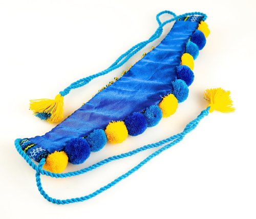 Rushnichok Kokoshnik Ukrainian Traditional Easter Headdress Blue Wreath Kokoshnic Vyshyvanka Style Handmade Beaded Hippie Tiara