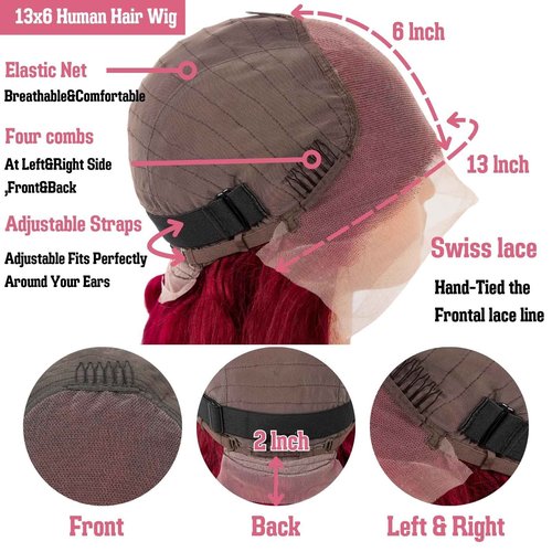 MAKATI 26 Inch 99j Burgundy Lace Front Wigs Human Hair 13x6 HD Transparent Burgundy Wig Human Hair Pre Plucked Body Wave Lace Front Wigs for Black Women