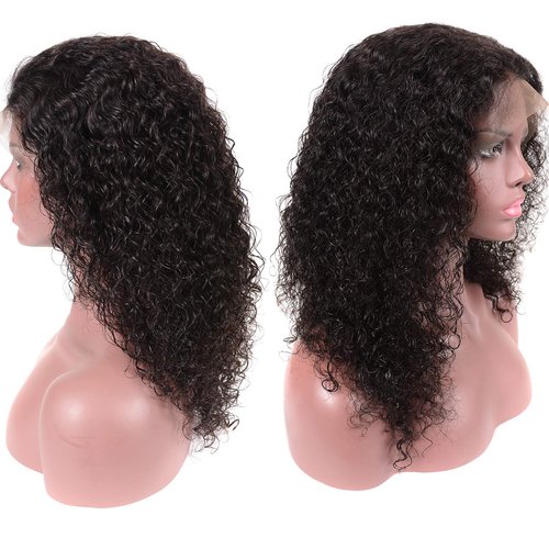Deep Wave Curly Lace Front Wigs Human Hair 13x4 Frontal Wigs Deep Curly Human Virgin Hair Wigs 16 inches Glueless Deep Curly Wigs 150% Density Pre Plucked with Baby Hair Natural Color (16inches)