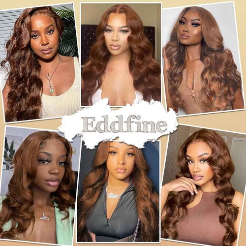 eddfine 250% Density 5x5 HD Lace Closure Wigs Human Hair Glueless Wigs Human Hair Pre Plucked Pre Cut Chocolate Brown Body Wave Lace Front Wigs #4 Glueless Wigs 18 Inch