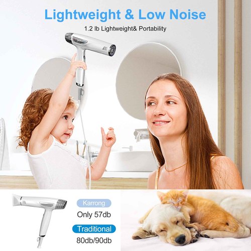 High-Speed Hair Dryer, 110,000 RPM Powerful Motor, 1600W Strong Power, Intelligent Heating and LED Display, Suitable for Fast Drying at Home and Salon, take Care of Your Hair