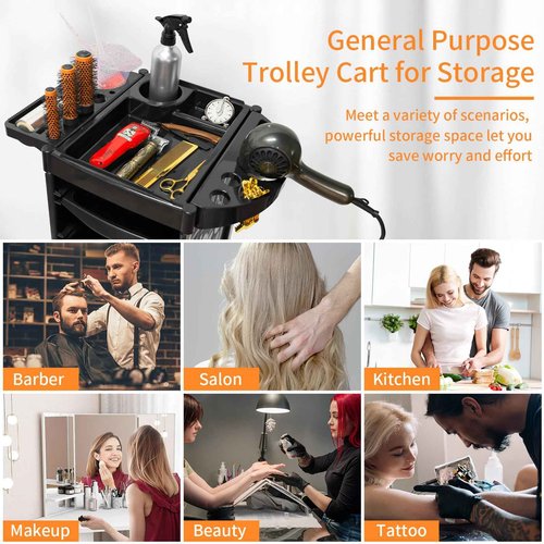 RED by Salon Trolley Cart, Multifunction 5 Drawer Hair Stylist Salon Station Rolling Cart Professional Hairdresser Hair Dye Storage Beauty Barber Moveable Station