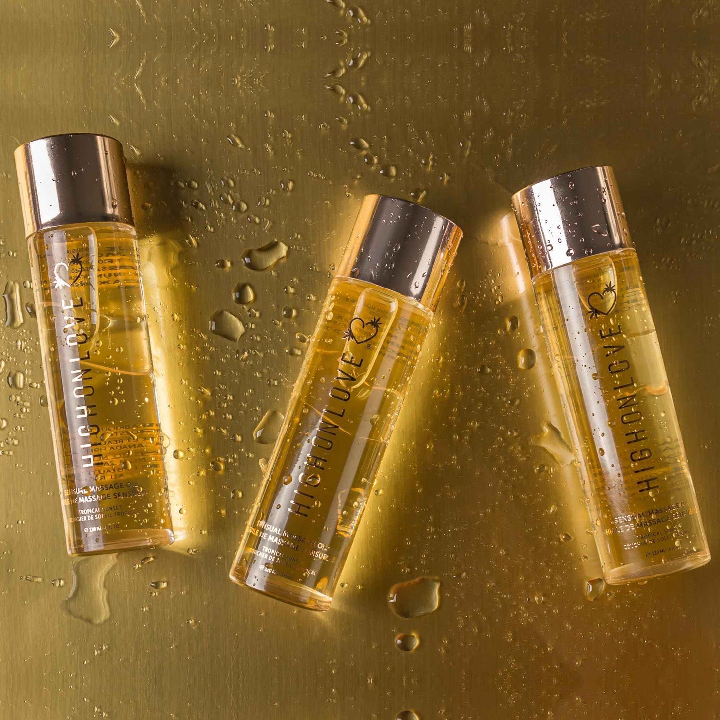 HIGHONLOVE Natural Body Oil with Hemp Seed, Grape Seed, & Vitamin E Oil - Moisturizing Body Glow with a Non-Greasy, Glowy Finish by High On Love (120 ml) (Strawberries & Champagne)