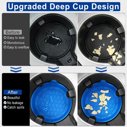 SINGARO Car Cup Holder Coaster, Silicone Cup Holder Insert, Universal Non-Slip Cup Holders, Car Accessories Interior for Women and Man 4 Pack Blue