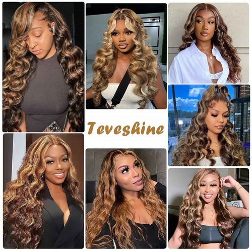Loose Deep Wave Bundles With Closure Human Hair 16 18 20+16inch Ombré Highlight Loose Deep Wave Bundles Human Hair with 4x4 Lace Closure Brown Highlight Colored