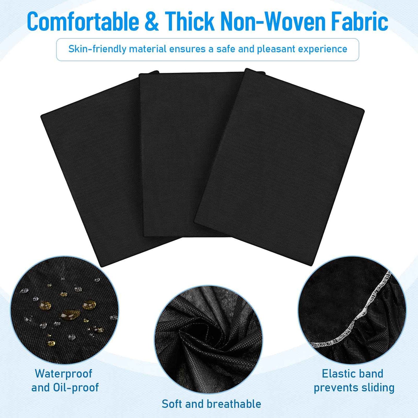 150 Pcs 82 x 35'' Disposable Massage Table Sheets Fitted with Elastic Disposable Massage Bed Covers for Spa Beauty Salon Tattoo Facial Lash Bed Breathable Waterproof Oilproof Non Woven Fabric(Black)