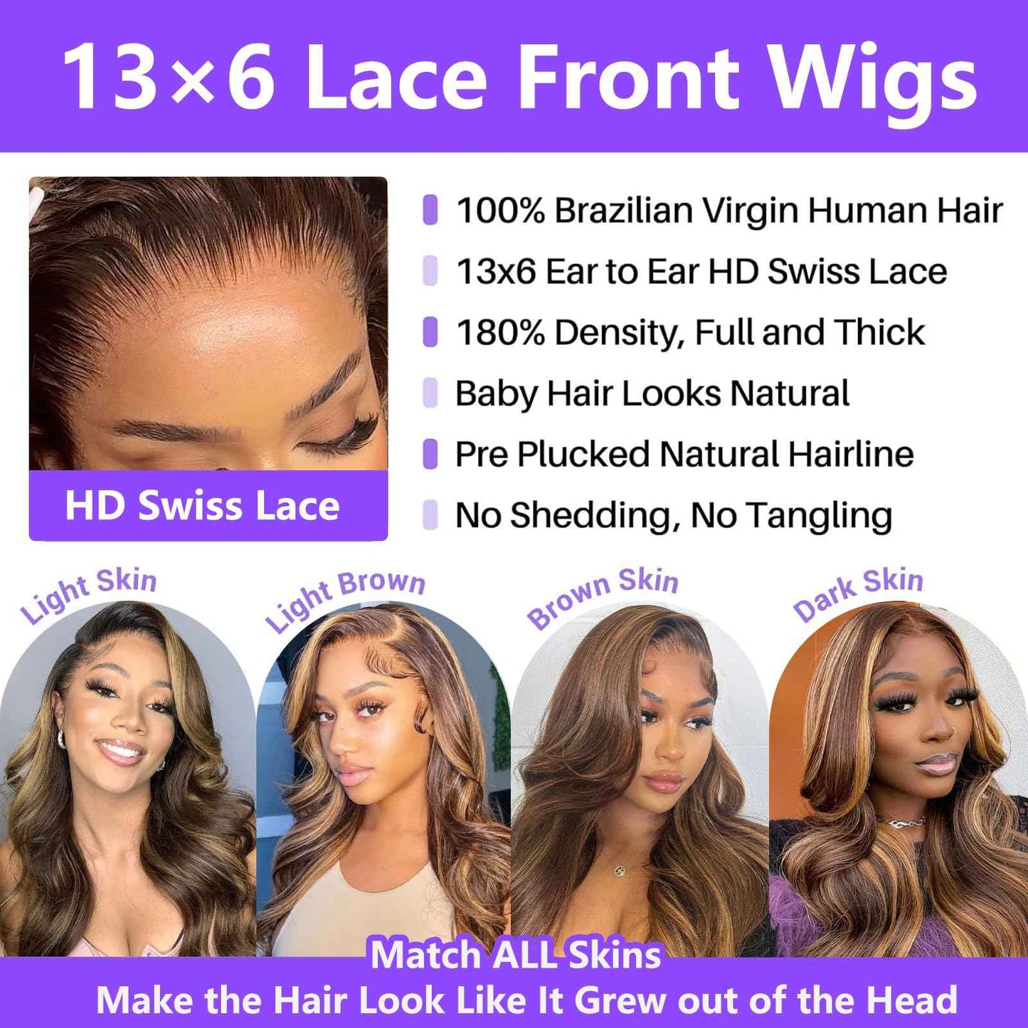 Honey Blonde Ombre Lace Front Wig - Body Wave 13X6, Pre-Plucked HD Frontal, 180 Density, Glueless, 22 Inch
