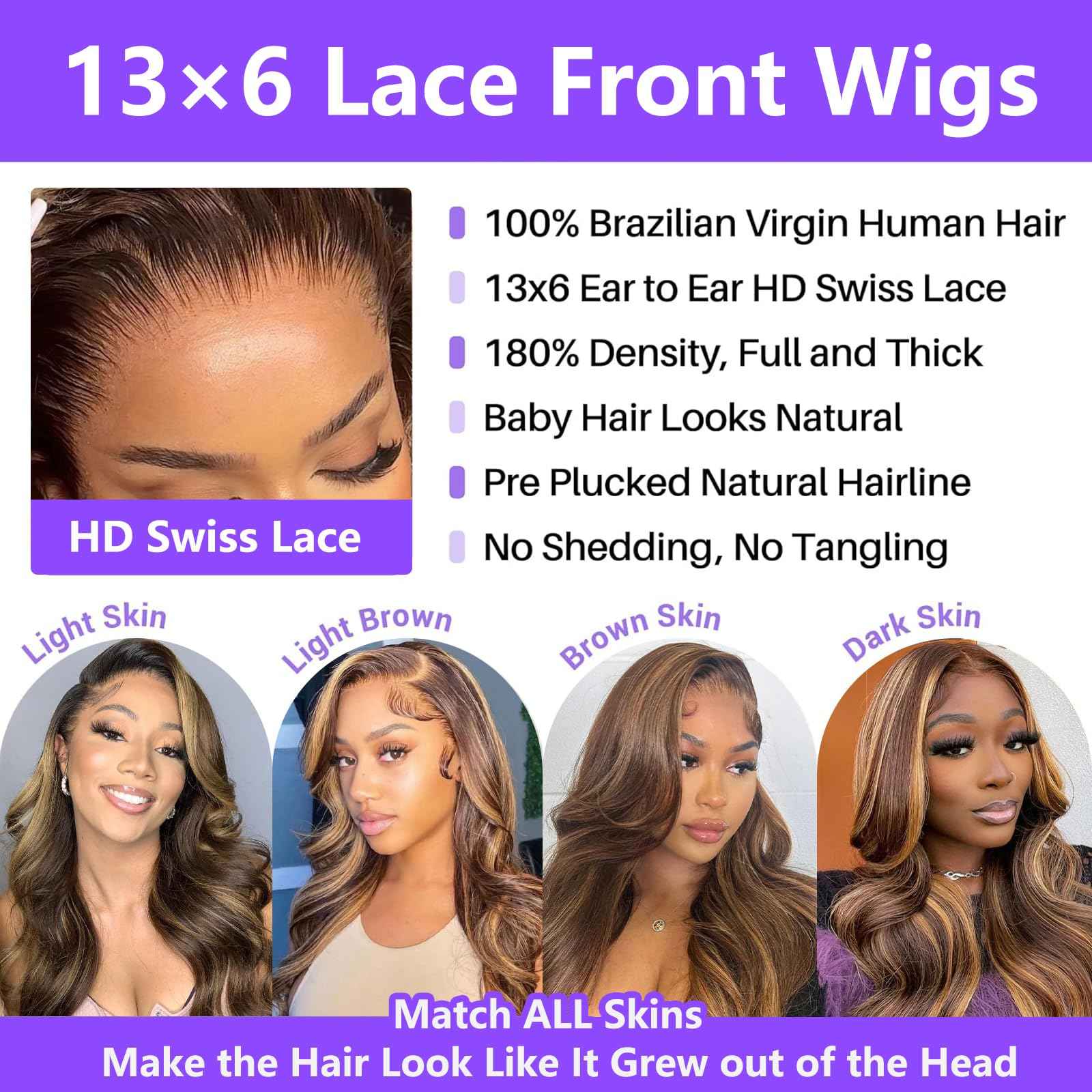 Honey Blonde Ombre Lace Front Wig - Body Wave 13X6, Pre-Plucked HD Frontal, 180 Density, Glueless, 22 Inch