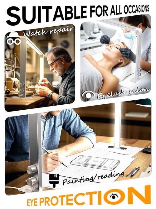 Portable Desk Lamp for Nail Tech, 3 Color Temperature, 4000-6000K Brightness Adjustable LED Nail Light for Desk