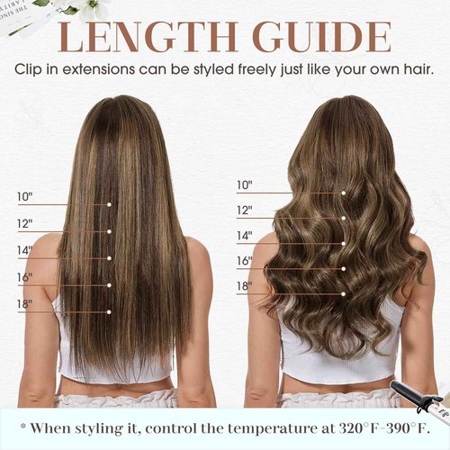TESSHAIR Clip in Hair Extensions Real Human Hair 22 Inch Human Hair Clip in Extensions Medium Brown & Dark Blonde Hair Extensions Clip ins Double Weft 100% Real Human Hair Extensions 8 PCS 75g #4P27