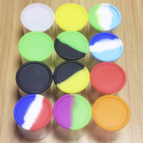 KUVIS 15ml Silicone Glass Wax Containers Airtight with Silicone Lid Concentrate Jars Multi Use (100)