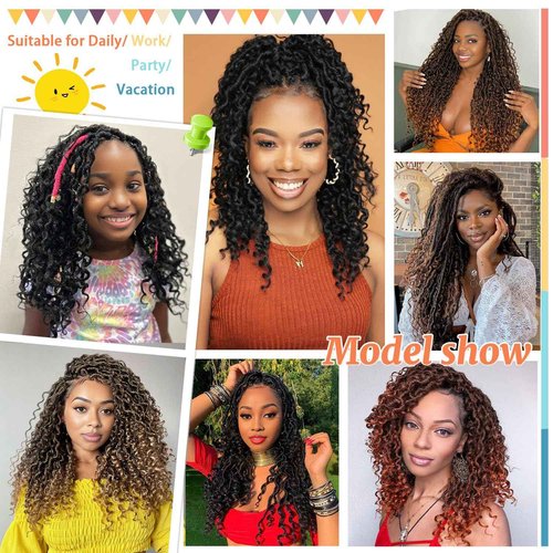 Forevery Goddess Locs Crochet Hair 22 Inch Faux Locs Crochet Hair for Black Women 6 Packs Boho Crochet Locs With Curly Ends 1B