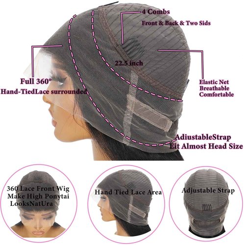 PXTPXT Deep Wave 360 Lace Front Wigs - Human Hair, Pre-Plucked with Baby Hair, Brazilian Virgin, 24 Inch