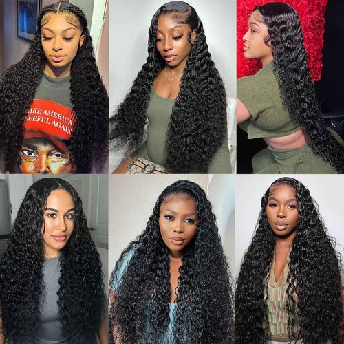 Odored Deep Wave Lace Front Wigs Human Hair 13x6 HD Transparent 180% Density Glueless Wigs Deep Curly Lace Frontal Wigs Natural Color 24 Inch