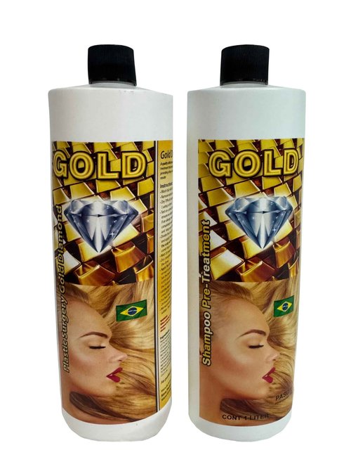 Cirugia Capilar Gold Diamond Brillo de Oro Brazilian Hair Treatment + Shampoo (32 oz) Surgery Capilar Natural