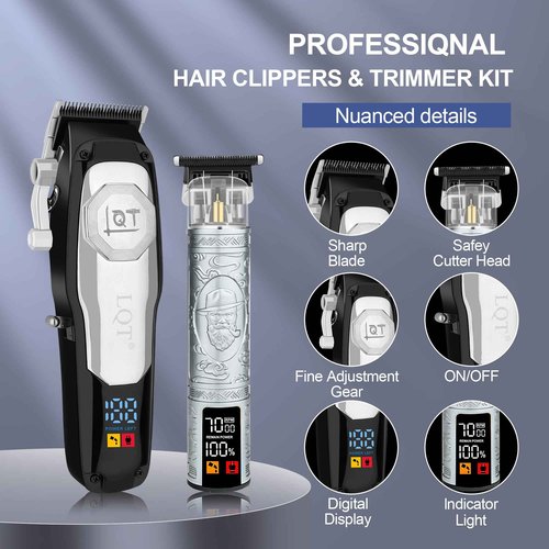 LQT Hair Clipper Kit for Men Grooming Set with Precision Hair Clippers, Detail Trimmer, Shaver, and Travel Case - Hair Cutting Kit for All Hair Types, Home & Professional Use