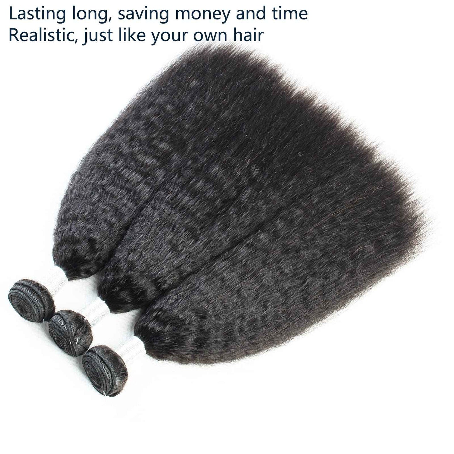 LINYINGYH Yaki Straight Bundles Human Hair Kinky Straight Bundles Weave Real Brazilian Remy Hair 14 16 18 inch 12a 100% Unprocessed Virgin Hair Extensions Natural Color