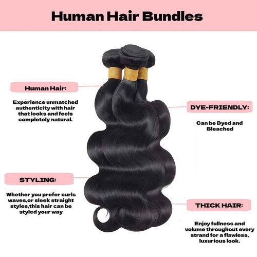 KODRHAR Bundles Human Hair Body Wave 18 20 22 Inch Bundles Human Hair 12A Grade Brazilian Virgin Raw Weave Bundles Human hair 3 Bundles Body Wave Human Hair Extensions for Women Natural Black