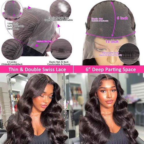 HANGFIRST 13x6 Body Wave Lace Front Wigs Human Hair Pre Plucked 180% Density HD Lace Frontal Wig Human Hair For Women Body Wave Wigs With Baby Hair 26inch