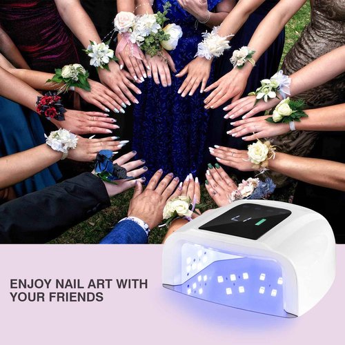 NailFace Rechargeable UV LED Nail Lamp, 96W Cordless Nail Dryer Wireless UV Gel Nail Polish Curing Light with 42 Beads LCD Smart Sensor 4 Timer Settings