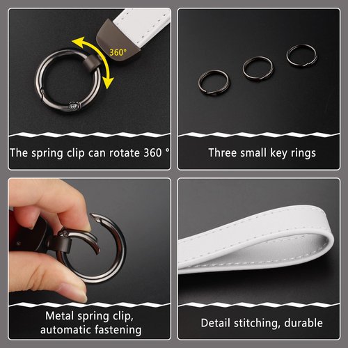 Turcee Leather Keychain, Creative Personality Key Fob, Car Accessories Universal Keychain for Men and Women (White)