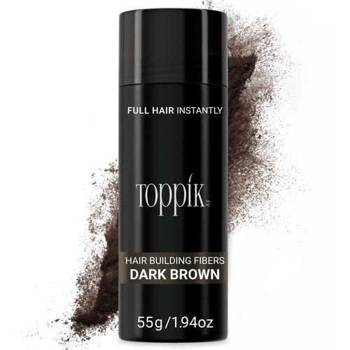 Toppik Hair Building Fibers, Dark Brown, 55g Fill In Fine or Thinning Hair, Instantly Thicker, Fuller Looking, 9 Shades for Men & Women, Keratin Protein Formula