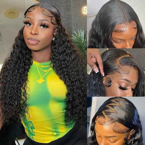 13x4 Deep Wave Lace Front Wigs - Pre Plucked 180 Density - 20 Inch Human Hair Wig