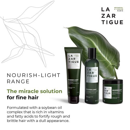 Lazartigue Nourish-Light Mask, Enhanced with the Richness of Soybean Oil, Strengthens Hair Fibers, Softens and Moisturizes Hair, 8.4 Fl Oz