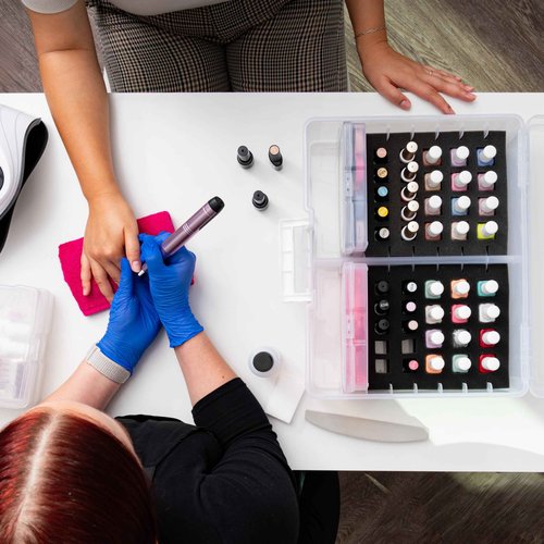 IRIS USA Cosmetic Train Case Nail Polish Organizer with 4 Inner Cases and Handle, 2-Pack, Portable Cosmetology Hobby Storage Box Holds 44 Bottles, for Tabletop Gaming Minis Art Craft Supplies, Clear