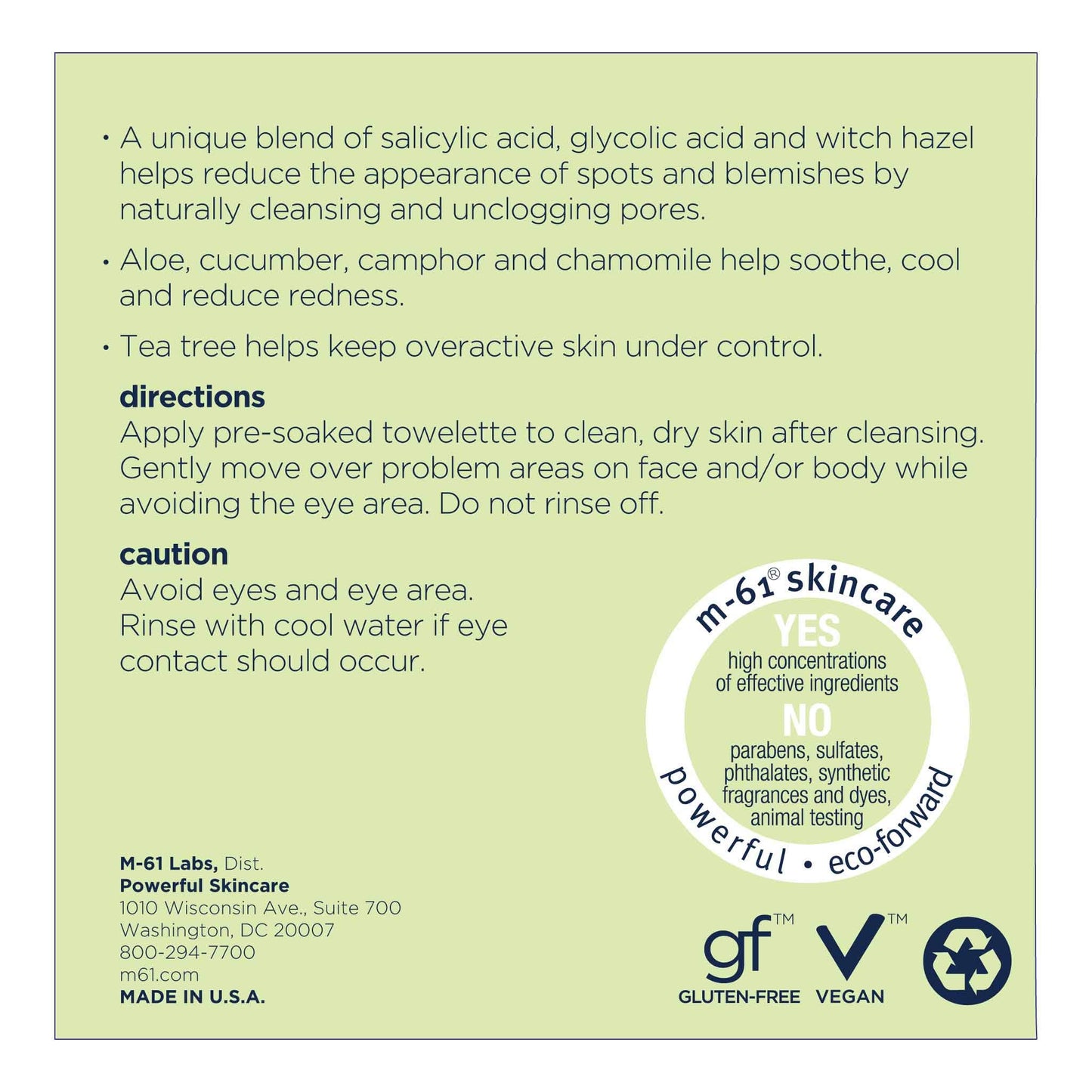 m-61 Powerspot Pads | Quick Spot Clarifying Pad With Salicylic Acid, Tea Tree, Witch Hazel, Aloe. For Blemish-Prone Skin - 30 Treatments