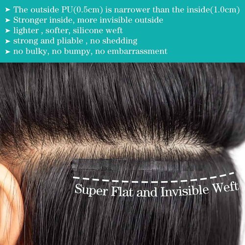 Liqusee Seamless Clip In Hair Extensions Real Human Hair Invisible PU Skin Weft Body Wave Clip Ins 100% Unprocessed Brazilian Remy Human Hair Extensions 7pcs with 16Clips 110g（Natural Black,18 inch）