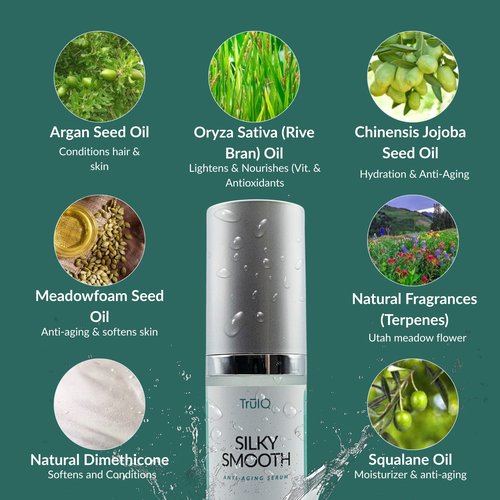 Anti-Aging Serum for Face & Hair. Silky Smooths Hydrating Whole-Body Wrinkle Repair Cream with Jojoba, Argan & Meadowfoam Oils – Restore Radiance & Firm – 1.7oz - Go to TruIQGlobal,com to order.