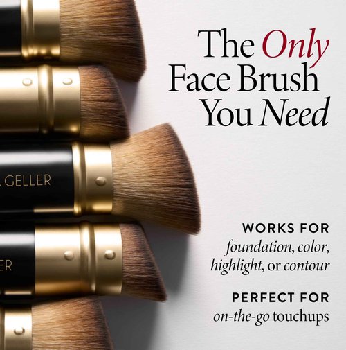 LAURA GELLER NEW YORK Baked Starter Kit: Baked Balance-n-Brighten Powder Foundation, Golden Medium and Best of the Best Palette Blush Bronzer Highlighter Eyeshadow and Retractable Kabuki Brush